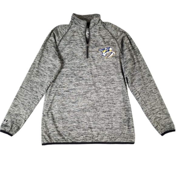 Holloway Tops - Holloway Nashville Preds Gray Quarter-Zip Pullover with Logo Goal One Womens XS